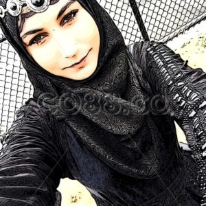 Young Beautiful Muslim Girl in Traditional Hijab and Abaya Illustration - CO88.co