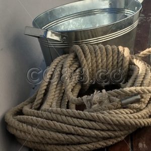 Old Fashion Styled Galvanized Multipurpose Utility Steel Bucket/Tub with Rope on Teak Deck of a Boat - CO88.co