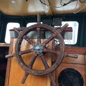 Helm Station on 1943 Navy Vessel with Edson Marine Steering System, VHF Radio, Radar & Depth Sounder - CO88.co